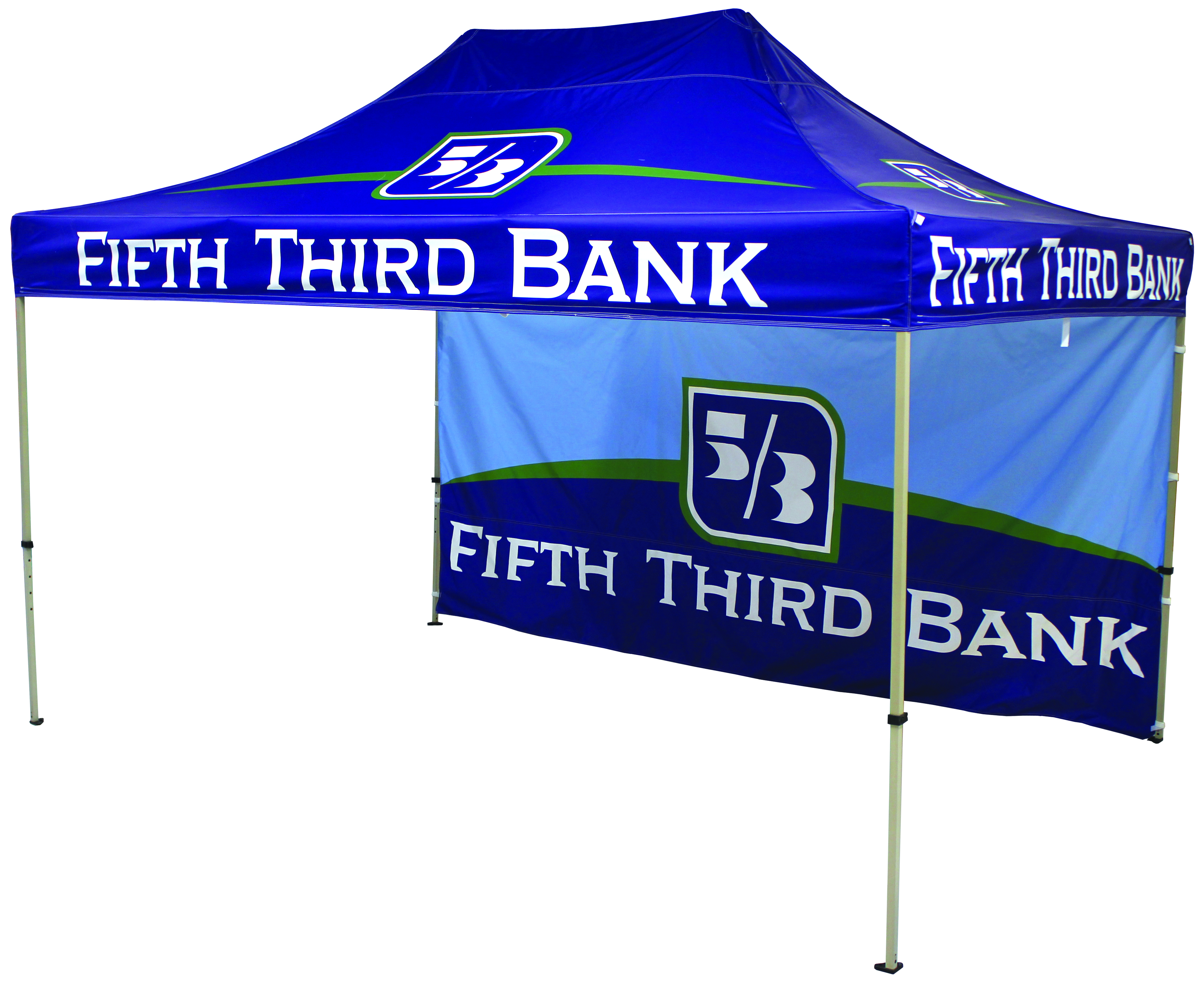 Custom branded Fifth Third Bank pop up canopy with backdrop