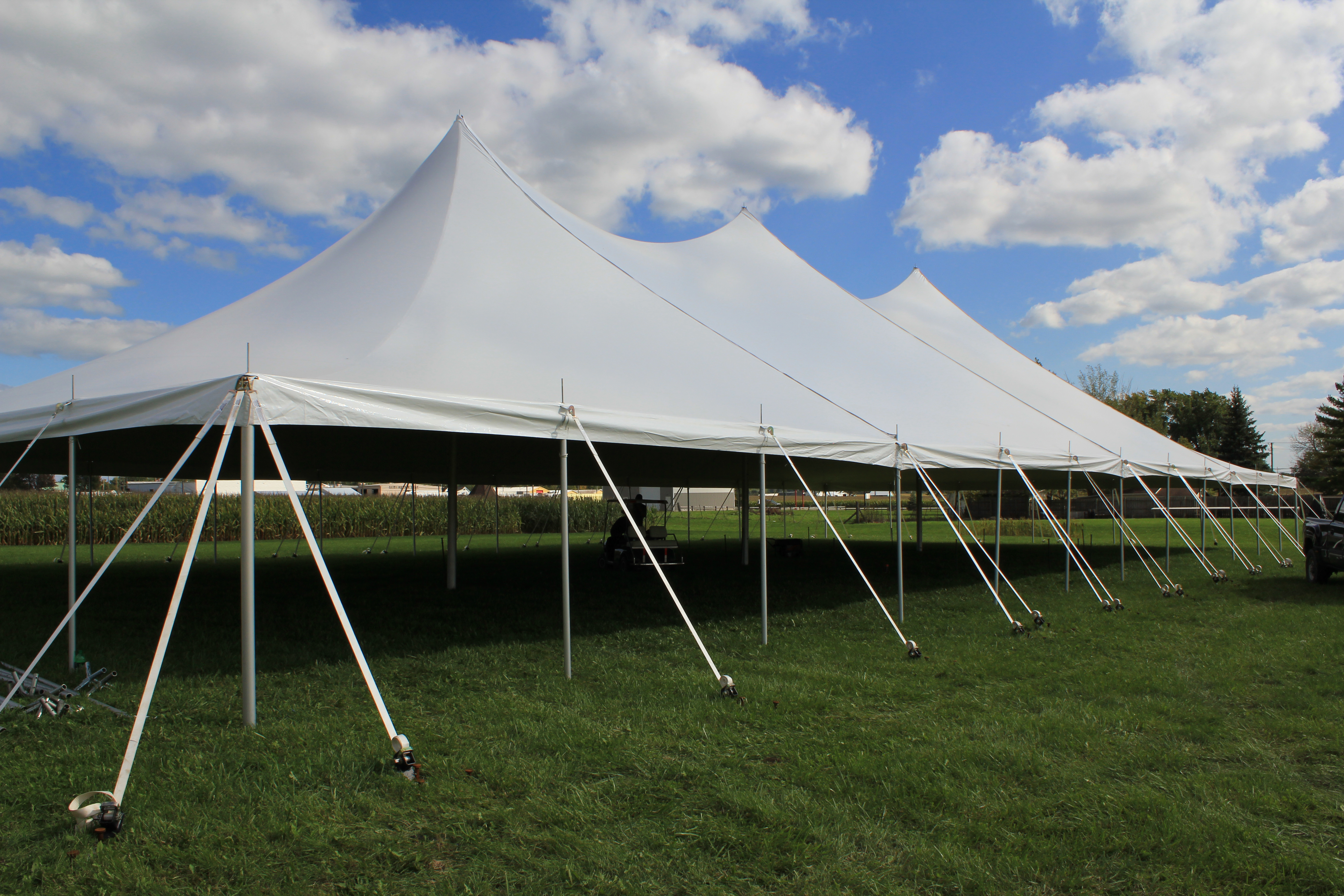 Sectional premiere II high peak pole tent installed