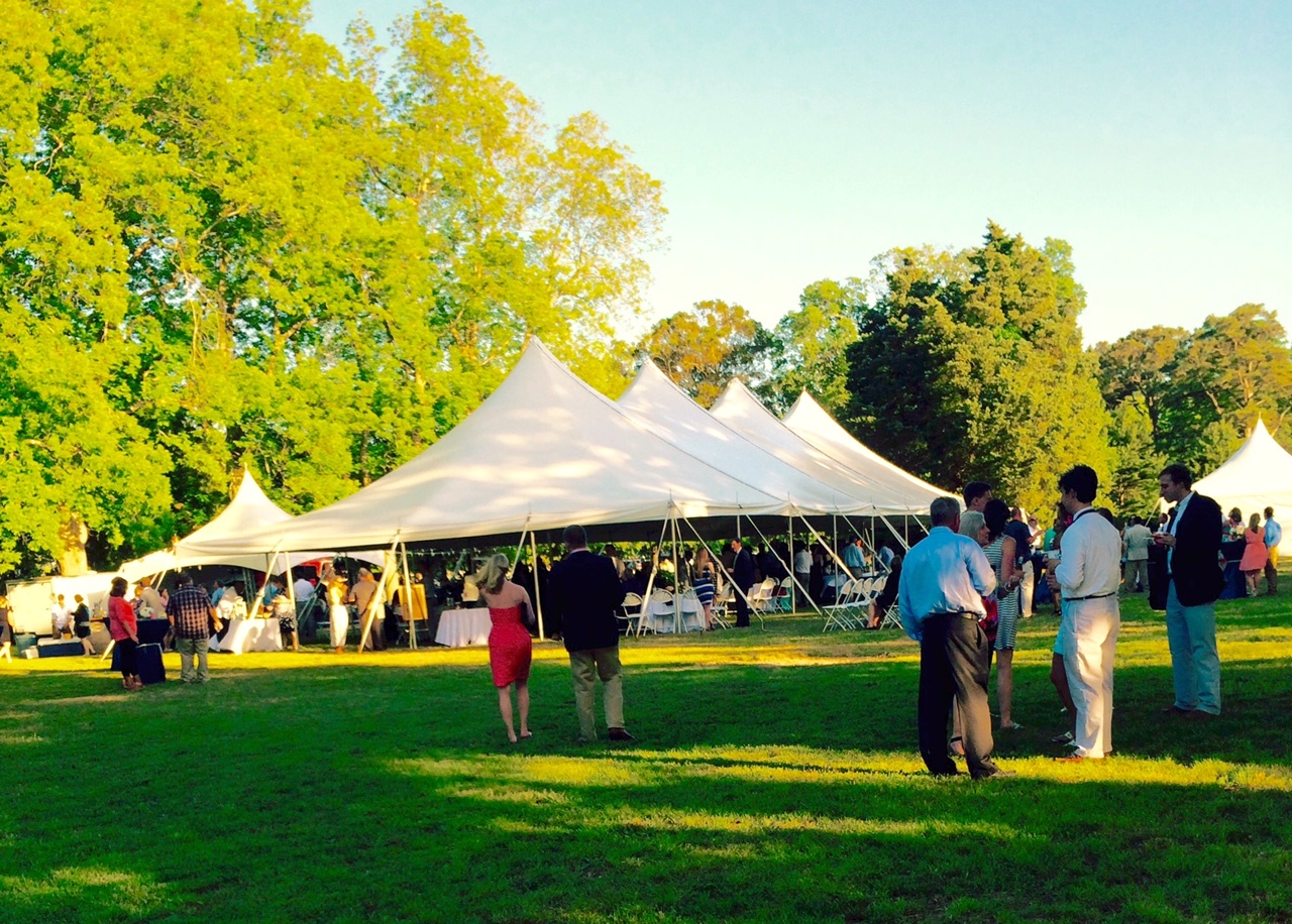 Flame retardant tent setup for outdoor events