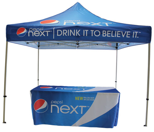 Pepsi branded pop up tent with custom printed logo table cover