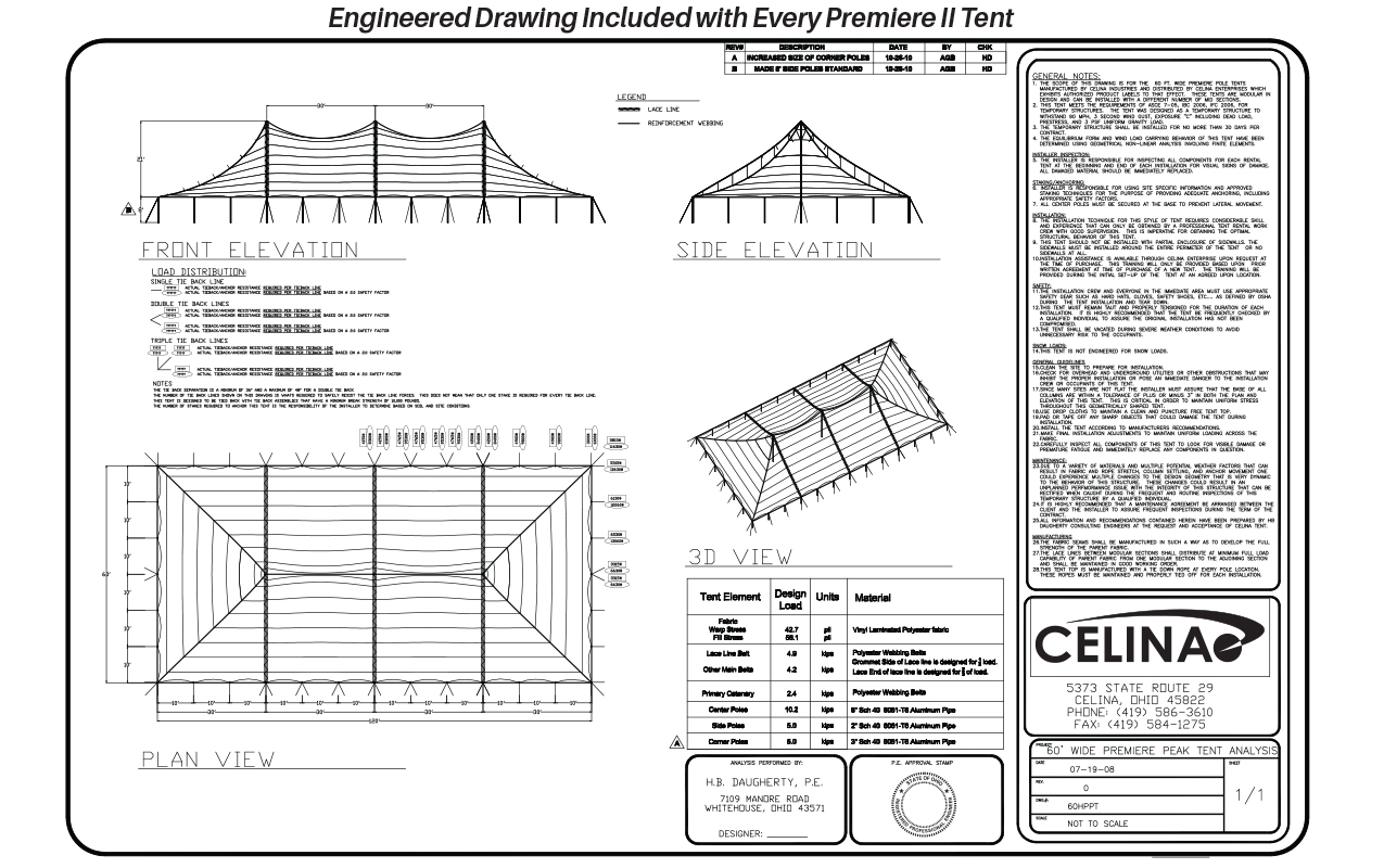 Premiere II Engineer Specifications Drawing